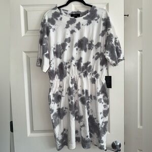 Tie Dye T-shirt Dress Plus Size Cinched Waist
